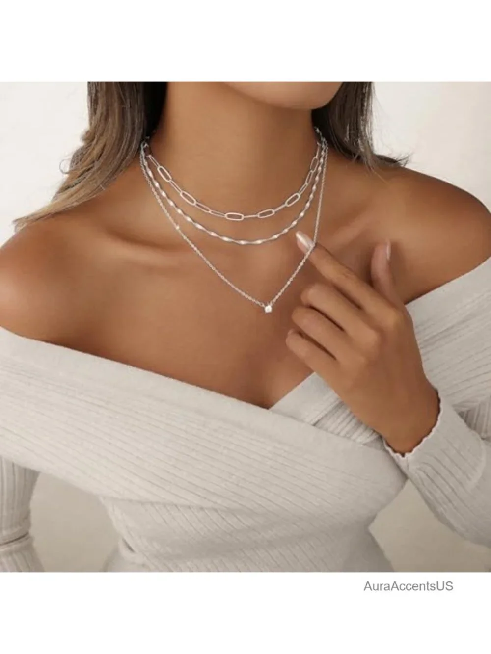 Layered Gold Plated Necklace Set for Women Dainty Waterproof Choker